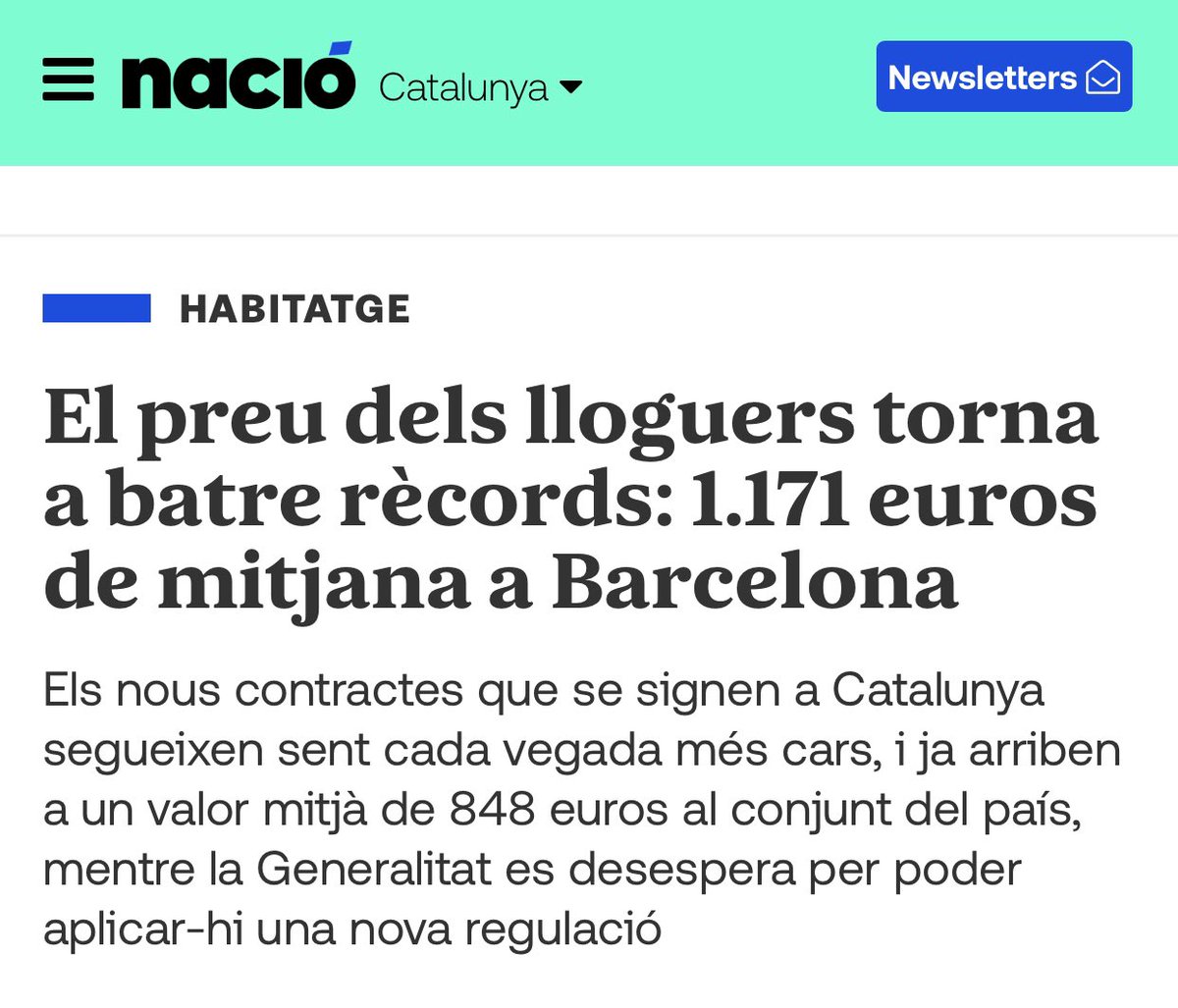 El preu dels lloguers continua pujant a Catalunya. El govern de l’Estat espanyol no és capaç de culminar els tràmits i publicar l’índex de preus del lloguer. Mentrestant, els joves continuem tenint MOLTES dificultats per emancipar-nos👇🏾 naciodigital.cat/noticia/266998…