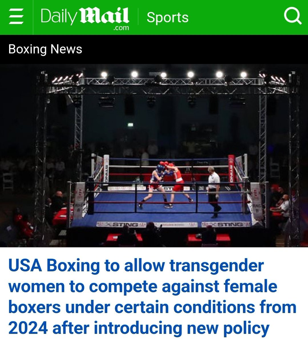 Allowing men to break women's records is incomprehensible. <a href="/USABoxing/">USA Boxing</a> allowing men to physically beat women is insanity.

IT IS NEVER OK FOR MEN TO HIT WOMEN.

Save women's lives. #SaveWomensSports