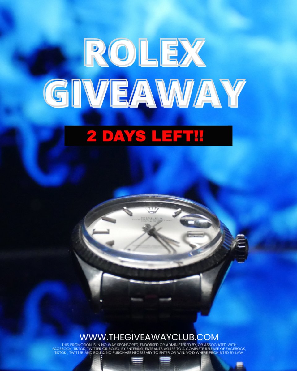 2 Days Left to get your entries! Visit our website before its to late!
.
#giveaway #prize #rolex