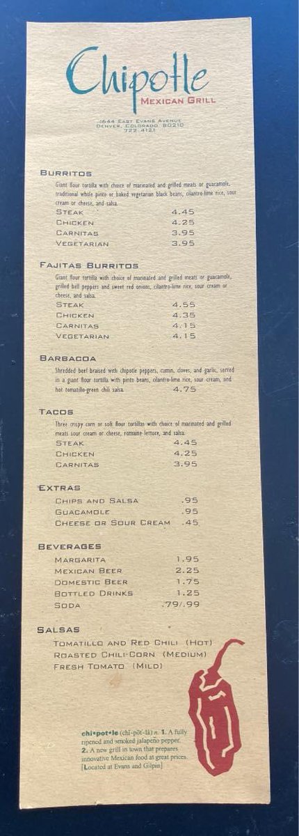 COSportsNut's tweet image. Back when @ChipotleTweets was affordable! #TheOriginal #1993