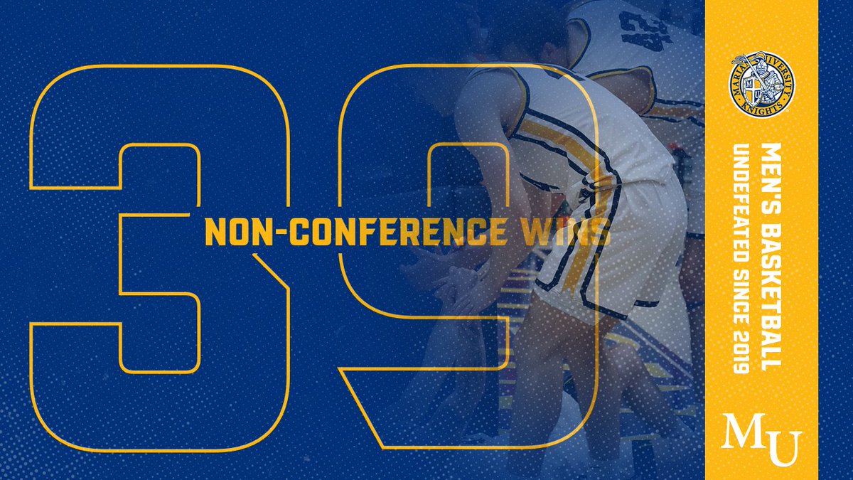 With today's win over Rio Grande, @MarianMensBBall has claimed their 39th consecutive non-conference win, ending the 2023-24 season undefeated for the fourth consecutive year! Marian holds the longest non-conference winning streak in the nation for all levels of college hoops!