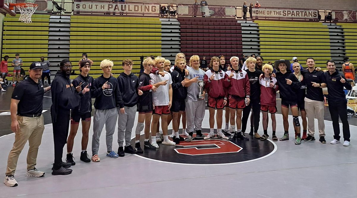 WrestlingSPHS's tweet photo. 2023 Spartans Dual Results:

Tournament Champs: South Paulding
2nd Place: Harrison 

South finished 4-0🥇
Dual Scores:

SP 72 vs Star’s Mill 5
SP 75 vs North Paulding 6
SP 52 vs Archer 27
SP 57 vs Harrison 18

@SeWrestle @GeorgiaGrappler @SPauldingHS_ATH https://t.co/1Zj0gsoNQ2