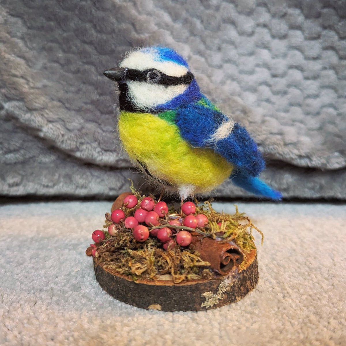 PootlesMoon's tweet photo. My first attempt at a naturalistic looking blue tit using needle felting and natural materials. 
#bird #bluetit #felting #needlefelting https://t.co/z9zDkyYFEA