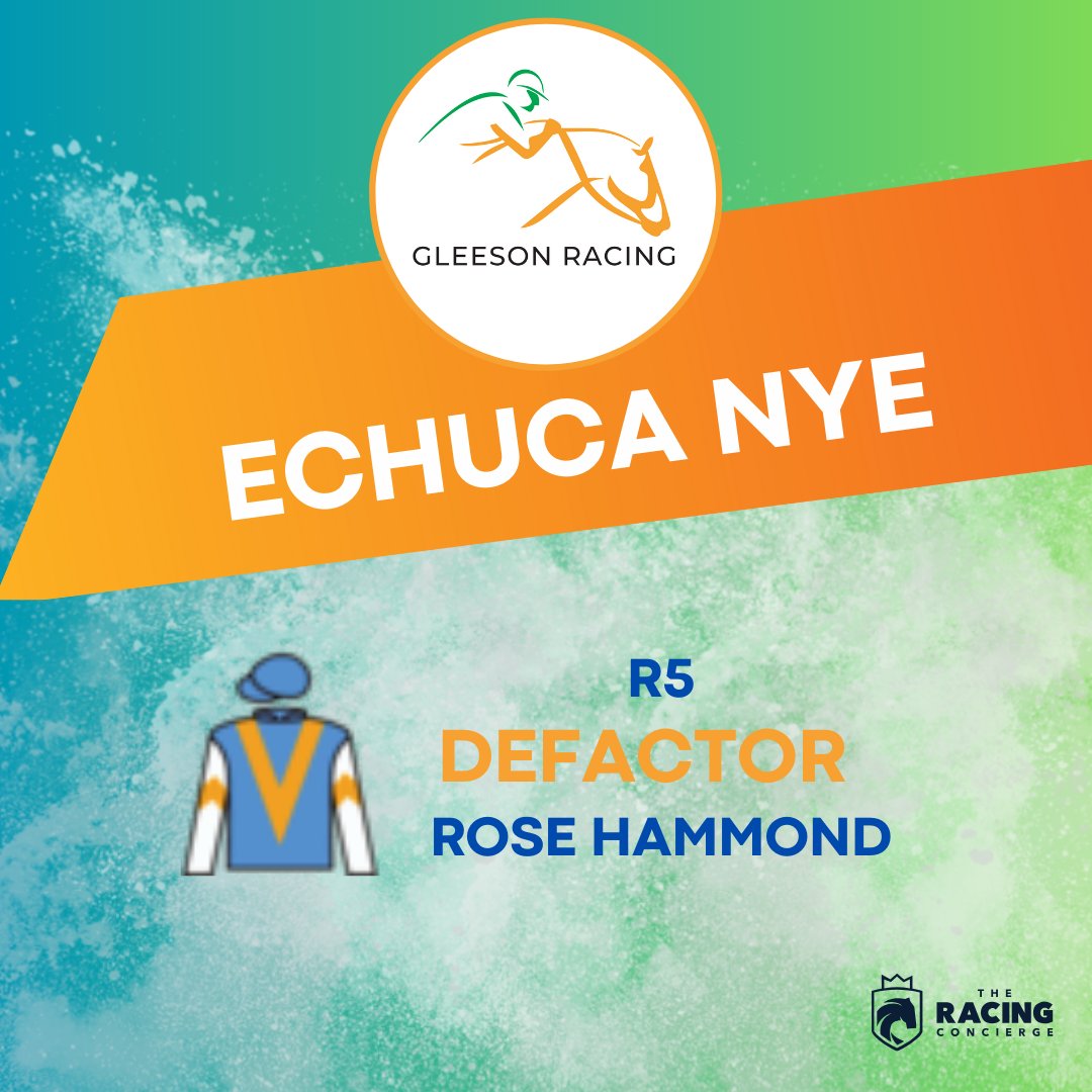 Jessica Gleeson Racing (@racing_gleeson) on Twitter photo DEFACTOR is first up from a break today but the 4x winner has had one start for one win at <a href="/EchucaRaceClub/">Echuca Racing Club</a>
He gets an important 2kg claim for ROSE HAMMOND as we look to go out of 2023 in fine style DEFACTOR is first up from a break today but the 4x winner has had one start for one win at <a href="/EchucaRaceClub/">Echuca Racing Club</a>
He gets an important 2kg claim for ROSE HAMMOND as we look to go out of 2023 in fine style