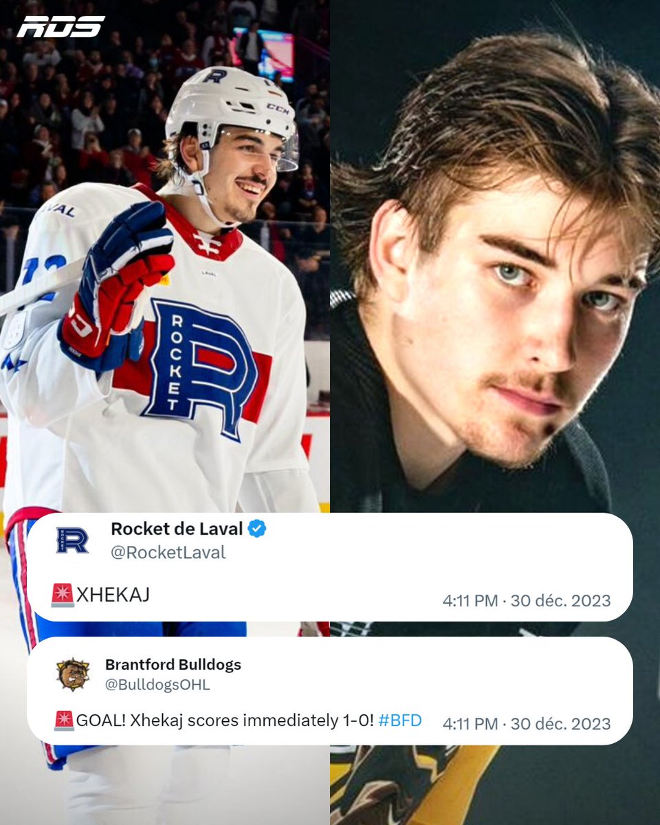 Ça ne s'invente pas! Les frères Xhekaj marquent en MÊME TEMPS dans deux matchs différents ! 🤣
(📸: <a href="/RocketLaval/">Rocket de Laval</a>)