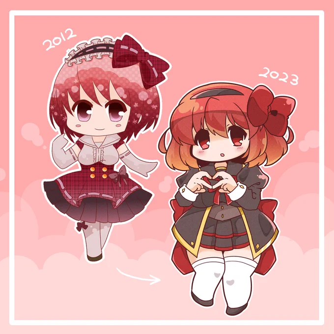 オリキャラchangの10年前の絵と現在のそれとの比較 なにもかもムチムチになっていて草 ふともも2倍になっとる