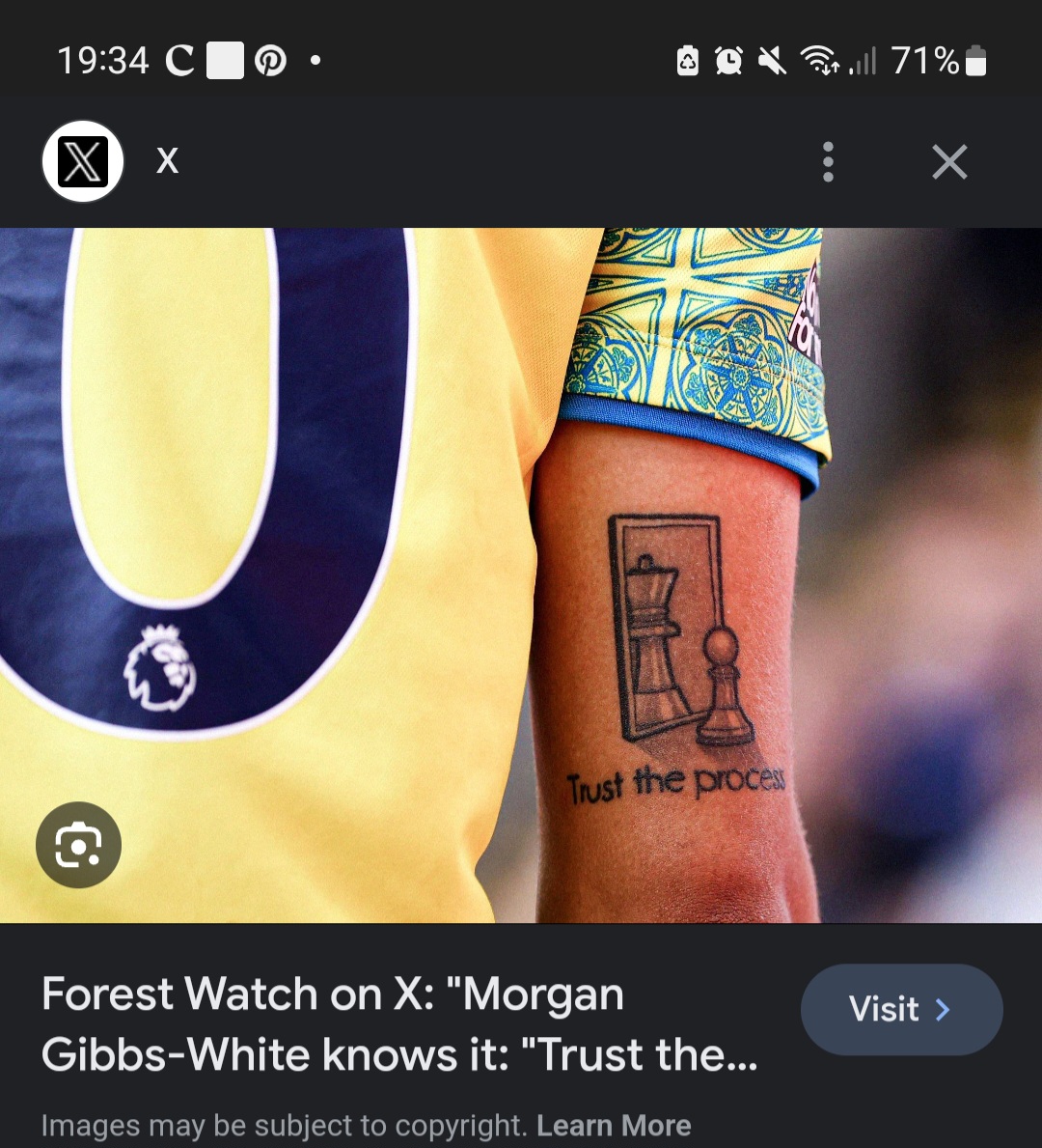 Premier league footballer scores the winner against Manchester United but reveals a CHESS tattoo! #chess #NottinghamForest