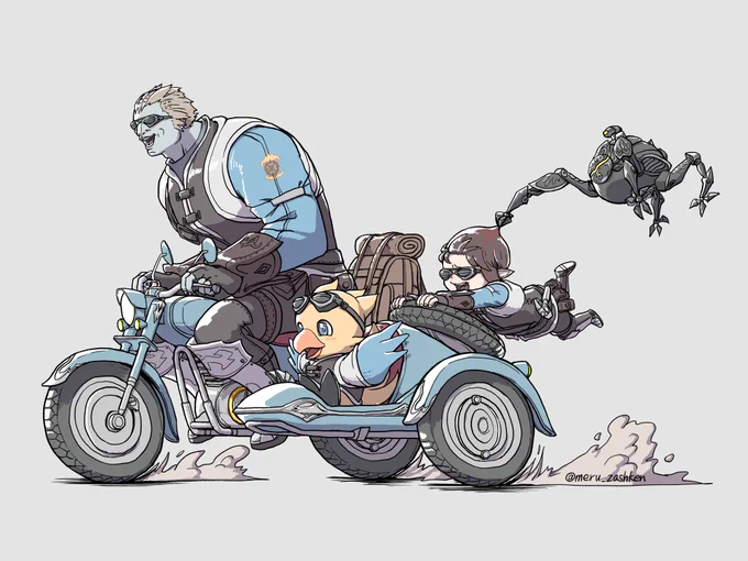#2023年自分が選ぶ今年の4枚美女、動物、モンスター、おじさん、メカ等、色んなバリエーションのイラストが描けた1年間でした!来年も好きなもの描いていきたい 