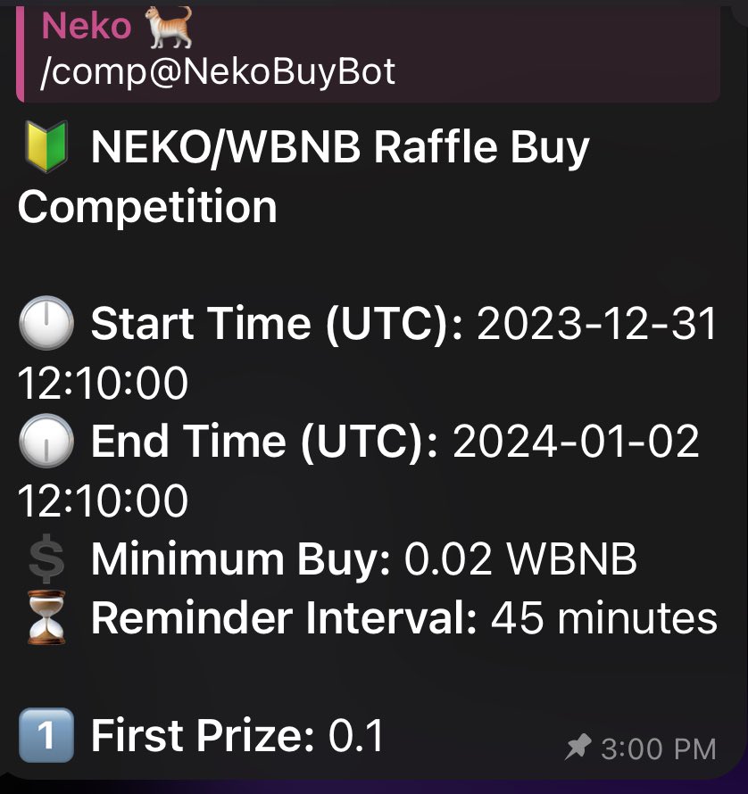 NekoBSC's tweet photo. 📣🐈Let the fun begin! $NEKO raffle competition is starting soon!⏳
🎟️ Buy 0.01 to win .10 easy 10x! 
Join in Telegram, enter as many times as you like. 

$NEKO #Neko #1000X #BNB  #1000xGEM #binance #BSC #CryptoNews #SHIB #pepe  #btc #ETH #GEM #CryptoRewards #PancakeSwap #BSC #BinanceSmartChain #BSCGem #1000xGems #memecoin #Doge #DogeCoin #Degen #Ape #100X   #Safu #LFG #Bullish #BabyDogeCoin #BabyDoge #BabyDogeSwap #crypto #CryptoTwitter #Cryptocurency #CatsOfTwitter #Community #altcoins #NekoArmy #Staking #StakingPool