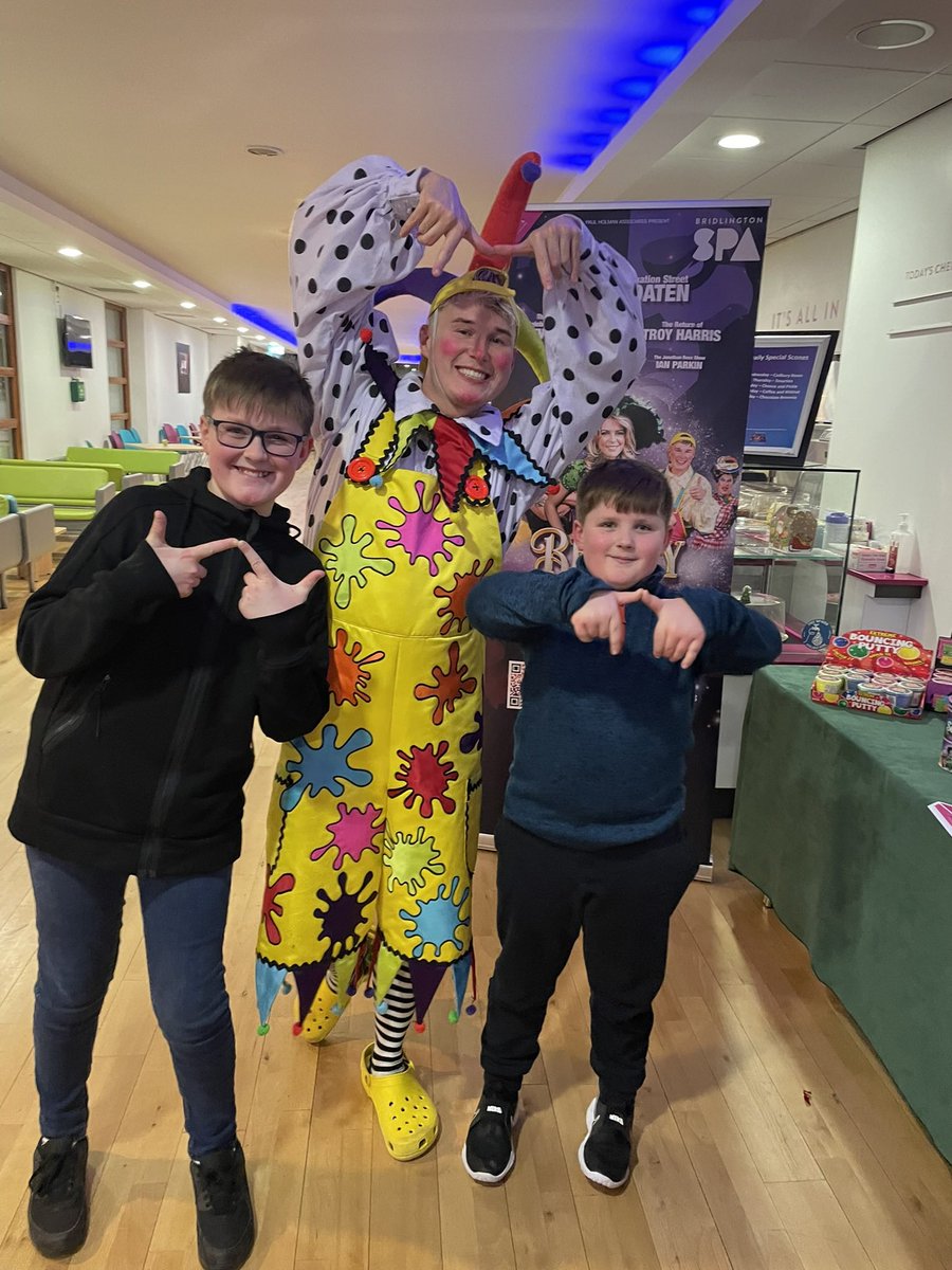 meister487's tweet photo. @TroyHarrisUK another magical pantomime at @bridspa.  A host of wonderful actors bonded by the glue that is your Muddles. Thank you for making my little boys laugh until it hurt (and for soaking us at the beginning)! https://t.co/R7phou0FOb