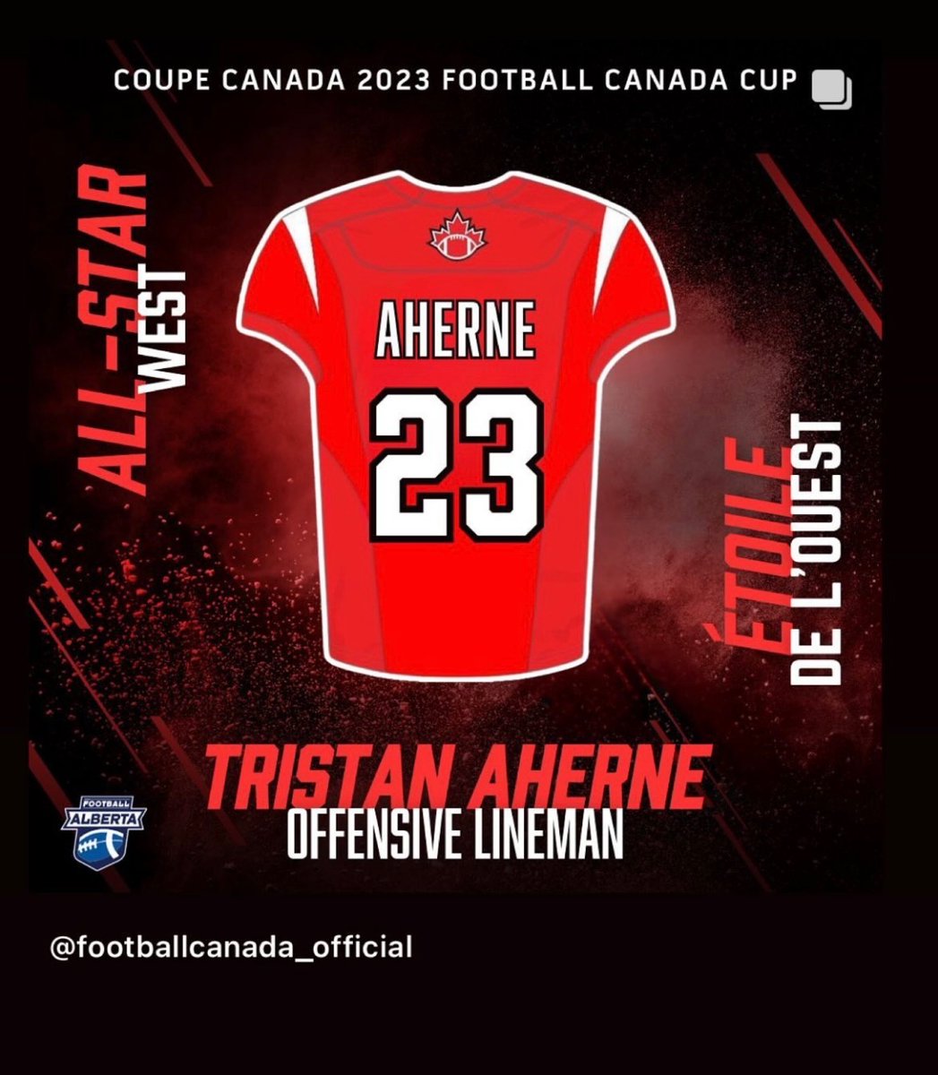 Thank you Football Canada for the honour of naming me a 2023 Canada Cup All Star. Congratulations to all my Team Alberta teammates who also received this recognition!
