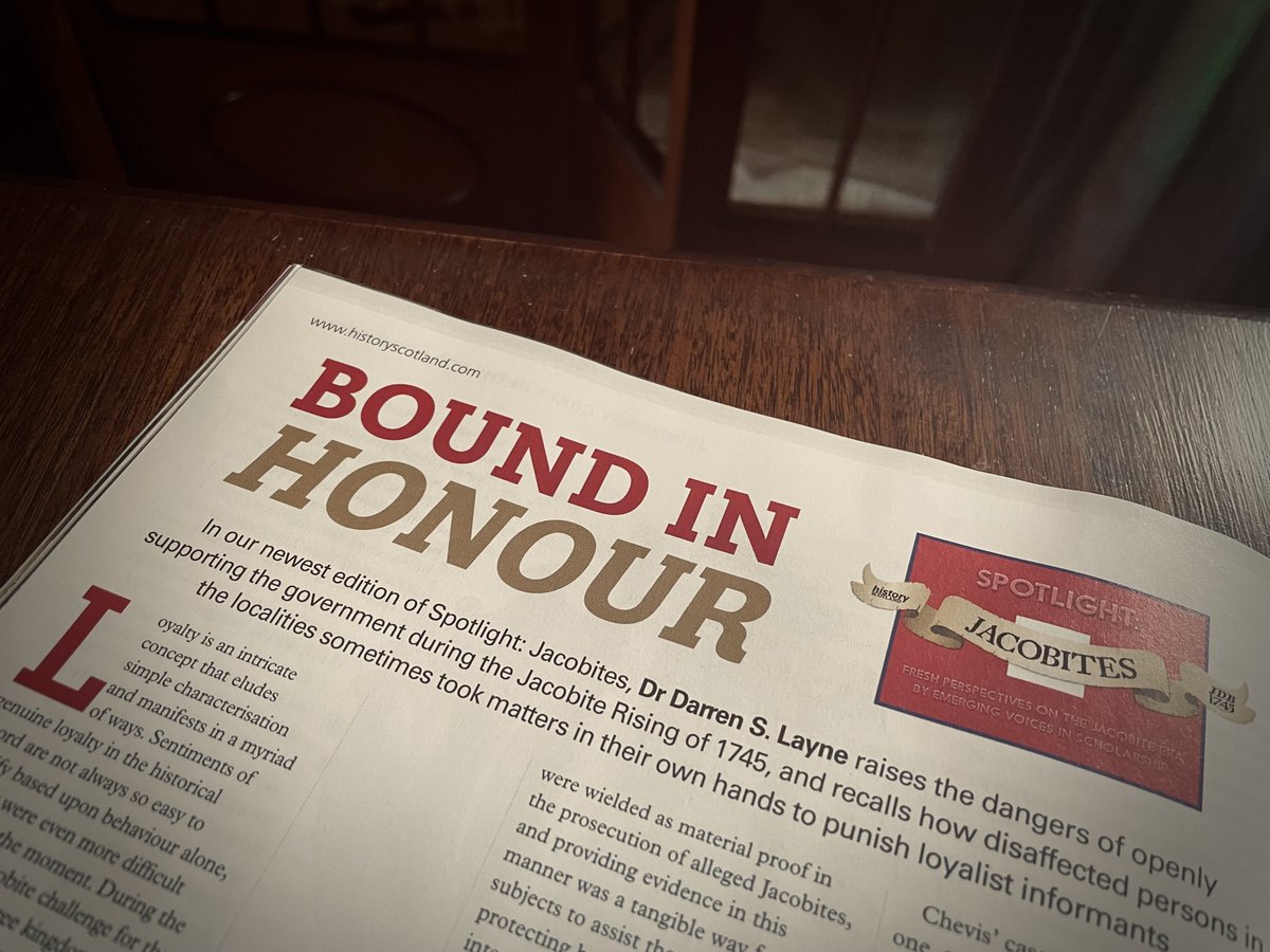 FunkyPlaid's tweet photo. Just in time for the holiday break, my new #SpotlightJacobites essay is out in the latest issue of @HistoryScotland. This month I wrote a bit about a loyalist informer and the Lord Lyon’s attempts to secure him shelter from the disaffected populace near Inverness. @BrodieCastle https://t.co/ob6Ttqp2E1