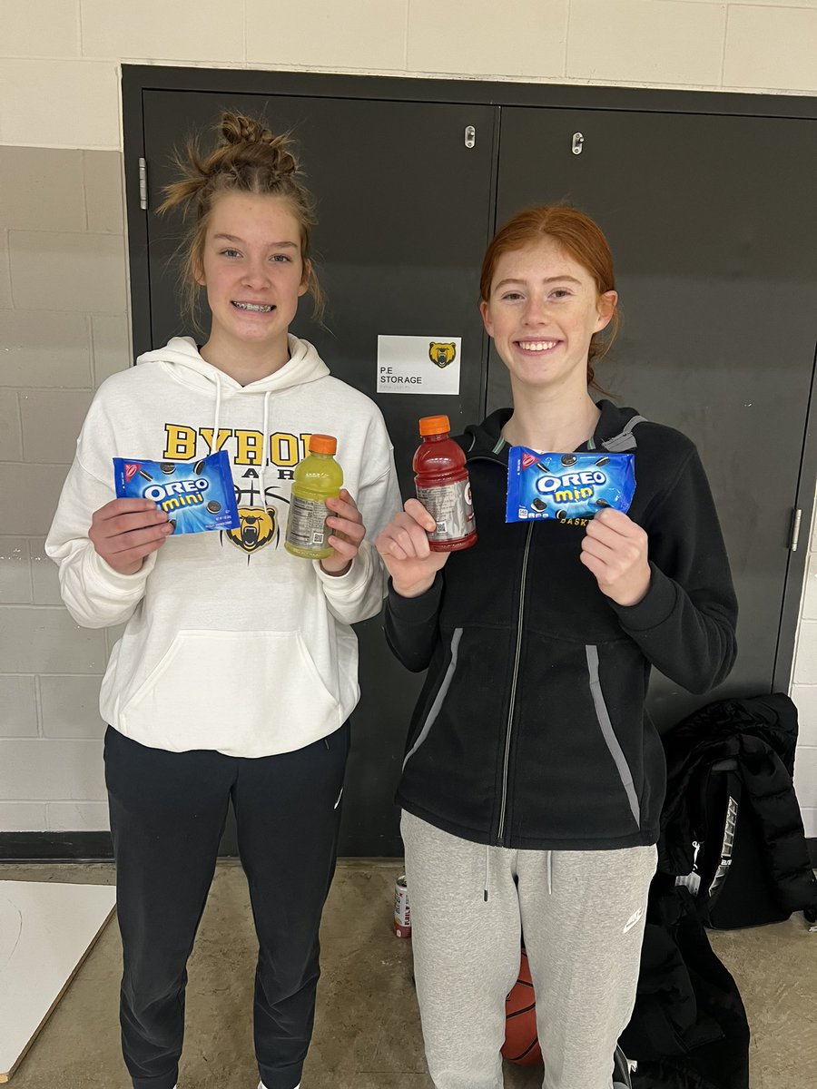 ByronGirlsHoops's tweet photo. Here’s our #Fareway players of the game from Friday night - these two played great defense, including each taking a charge! 
Shoutout to @Fareway_Stores for their support of Byron GBB! https://t.co/WA0qvLxblm