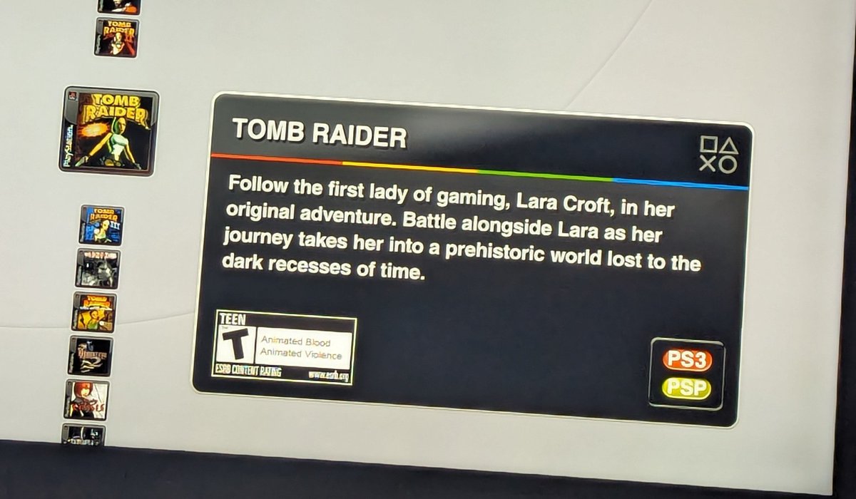 The way Sony acknowledges Lara Croft as 'the first lady of gaming' and 'THE character who defined gaming for a generation of players' is so iconic.