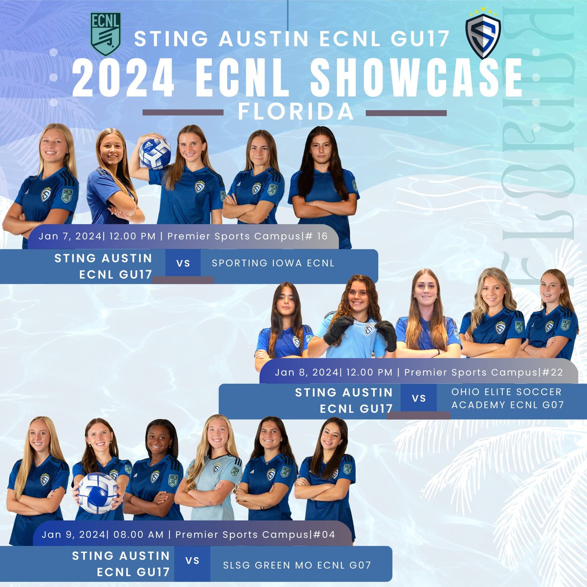 It’s almost time to ✈️ south!! Check us out at the <a href="/ECNLgirls/">ECNL Girls</a> Florida Showcase next weekend Great match ups coaches!