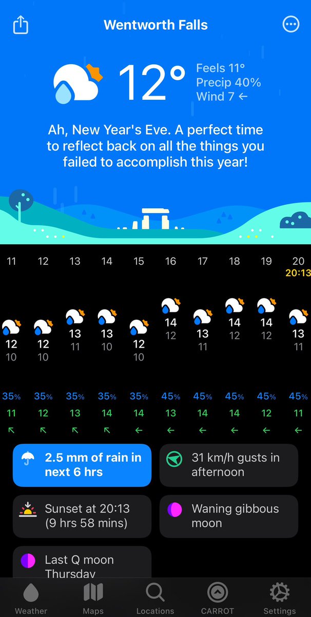 It is a moist day in the Blue Mountains today. It will be an astonishing 9°C below average for this date. Currently we are inside a cloud.