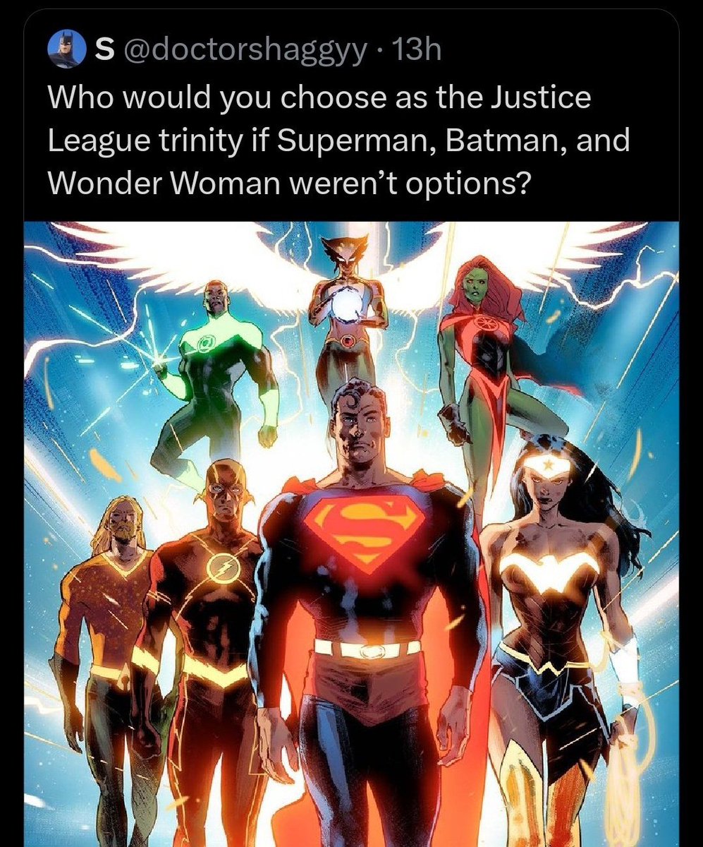 RandyS0725's tweet photo. Well? #JusticeLeague #Superman #Batman #WonderWoman #DCComics #SHPoll23 https://t.co/bxm3Bq5eFC