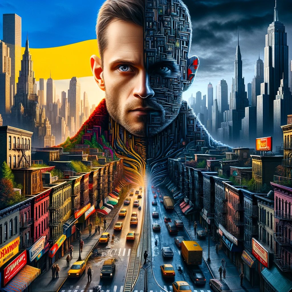 ArtLb23's tweet photo. #vss365 #depravity From the bustling streets of #Kharkov to the maze of New York, Maksym's journey was marked by stark contrasts. The depravity hidden in the city's shadows was a harsh awakening from his #Ukrainian roots. Yet, in this unfamiliar chaos, he found an unyielding will to thrive, his heritage a guiding light.
