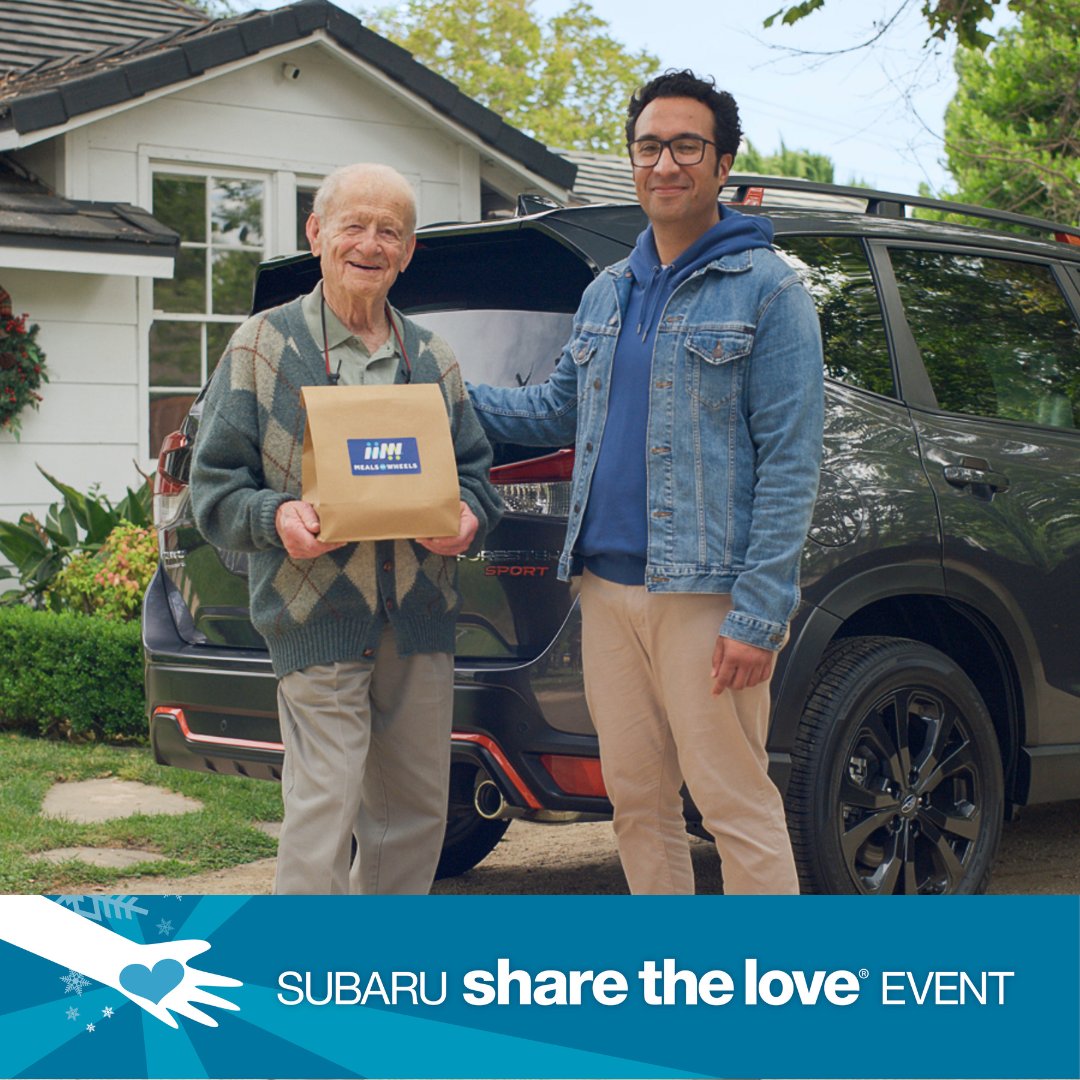 Since 2008, Subaru and its retailers have helped donate and deliver more than 4.3 million meals and friendly visits to seniors in need. #MealsOnWheels #ShareTheLove mealsonwheelsamerica.org/sharethelove
