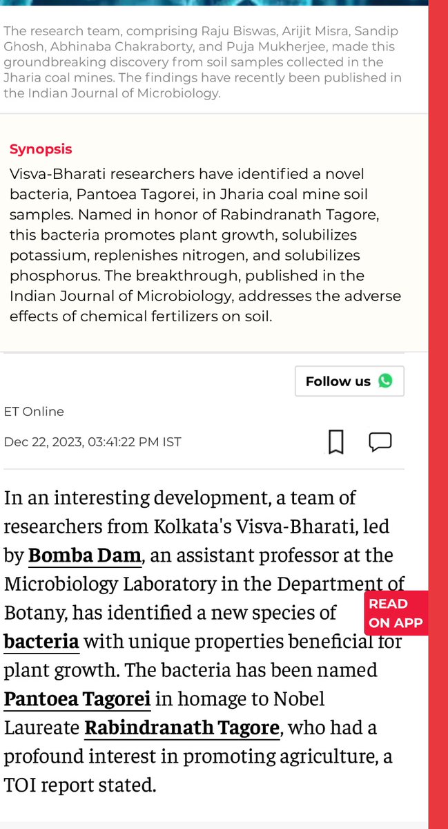Gargi32354857's tweet photo. First organism โ a plant friendly soil bacterium โ named after Nobel Laureate Rabindranath Tagore ๐๐ฝ๐๐โจ
#SoilForClimateAction
#SaveSoilForClimateChange https://t.co/pzjdS9Ukqn