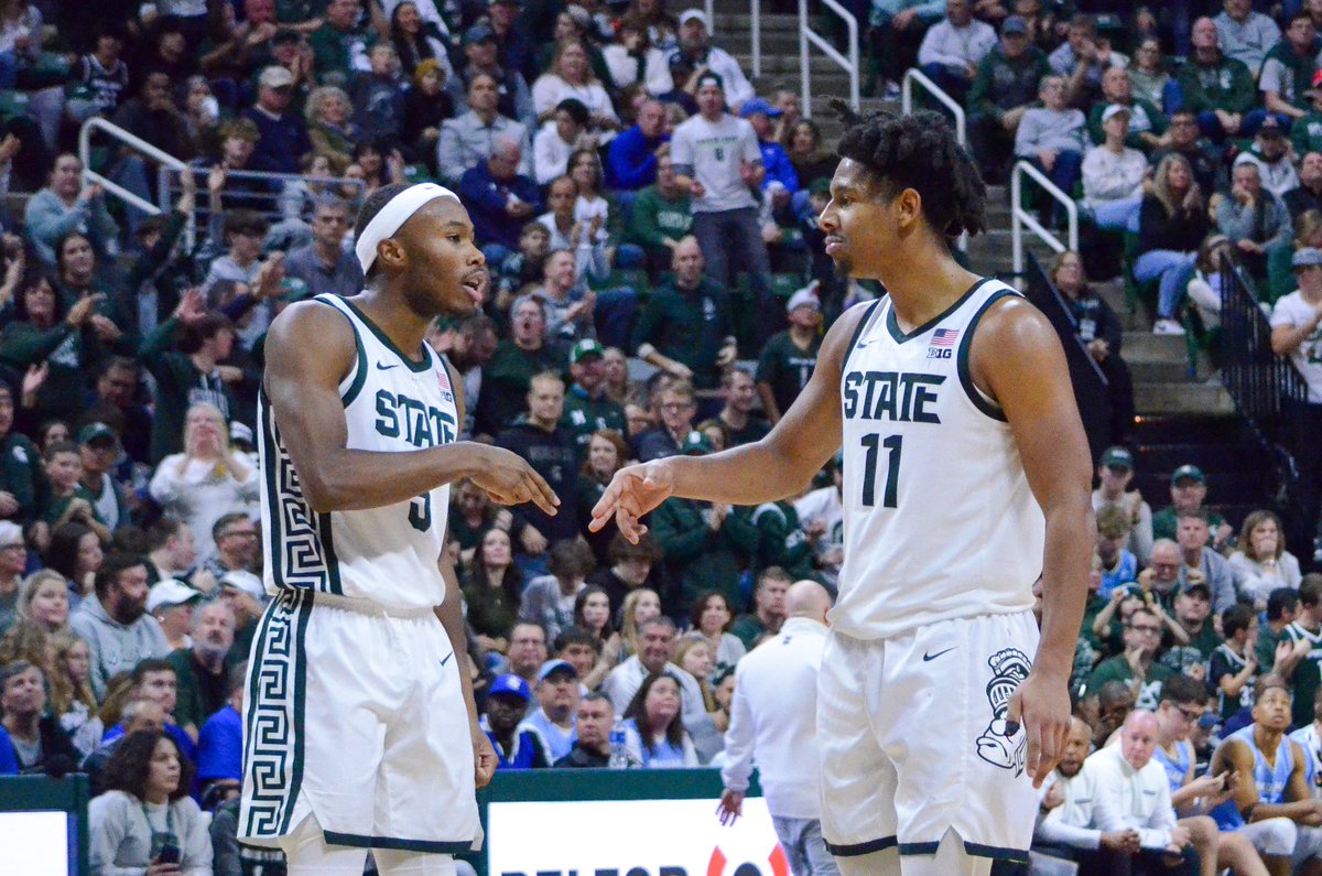 SSR_MSU's tweet photo. Michigan State Basketball pulled away from Indiana State in a physical matchup 87-75. Tyson Walker led all scorers with 22 points as Malik Hall also had a solid night with 18 points, 8 rebounds, and 5 assists. Up next, the Spartans will face Penn State at the Breslin Center. https://t.co/4LRnvK9jHi