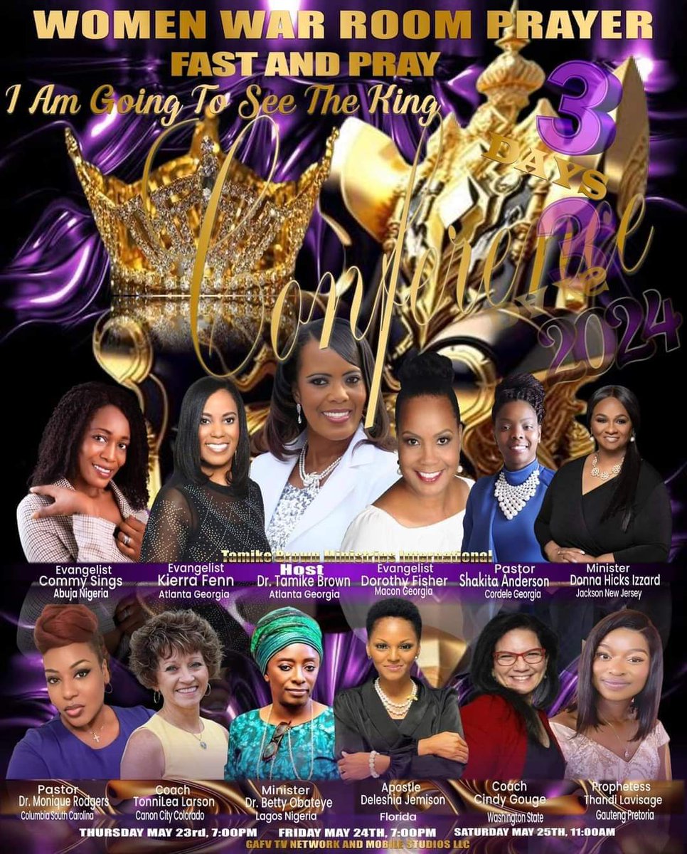 CommySings's tweet photo. 💜🔥💜 FAST &amp; PRAY 🔥💜🔥
I Am Going To See The King
Three (3) Days WWRPConferece
May 23rd – May 25th 2024
GAFV TV Live 24/7  🔥🔥🔥🔥🔥
https://t.co/v0mYAmbsW6
8th Annual WWRPConference https://t.co/H8dd29DKGx