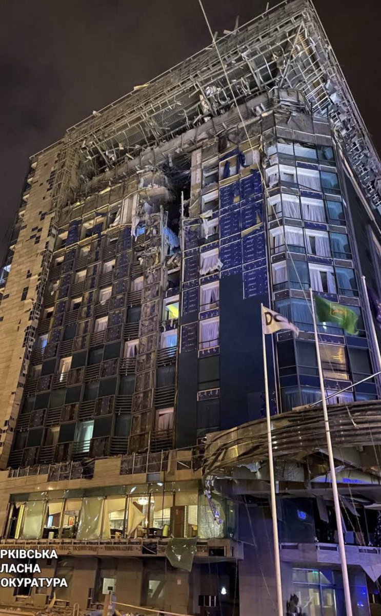 visegrad24's tweet photo. The number of wounded from tonight’s Russian missile strike against Palace Hotel in Kharkiv has increased to 26

The hotel is one of the most popular places to stay at for foreigners. Mainly journalists, humanitarian volunteers and politicians

Russia is lashing out like a child https://t.co/RMaKZeSUNw