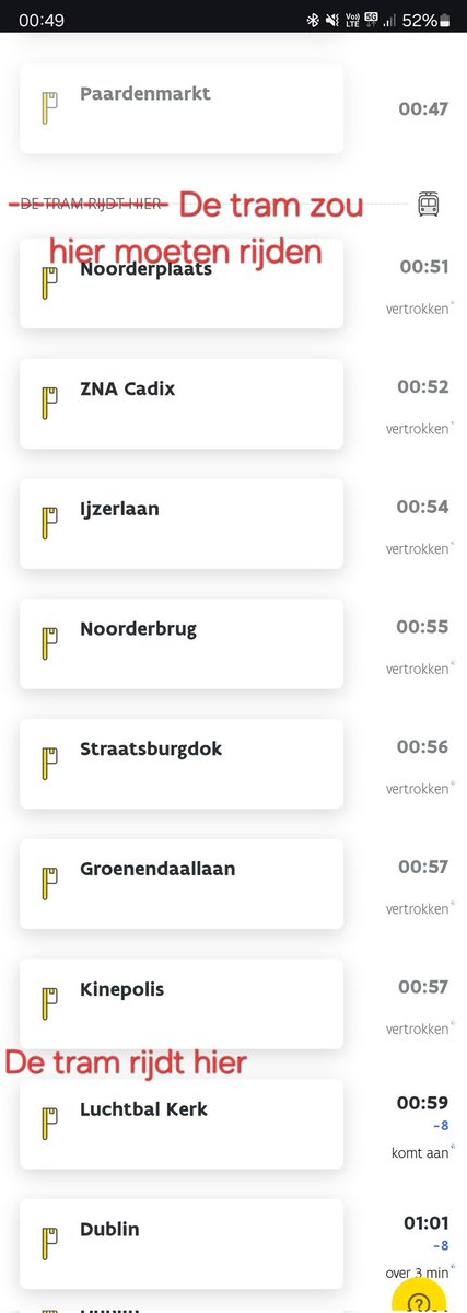 NothingIfNotMe's tweet photo. @delijn De site loopt wat achter wanneer de tram voor loopt 😅 https://t.co/jeL5vgl7Hq