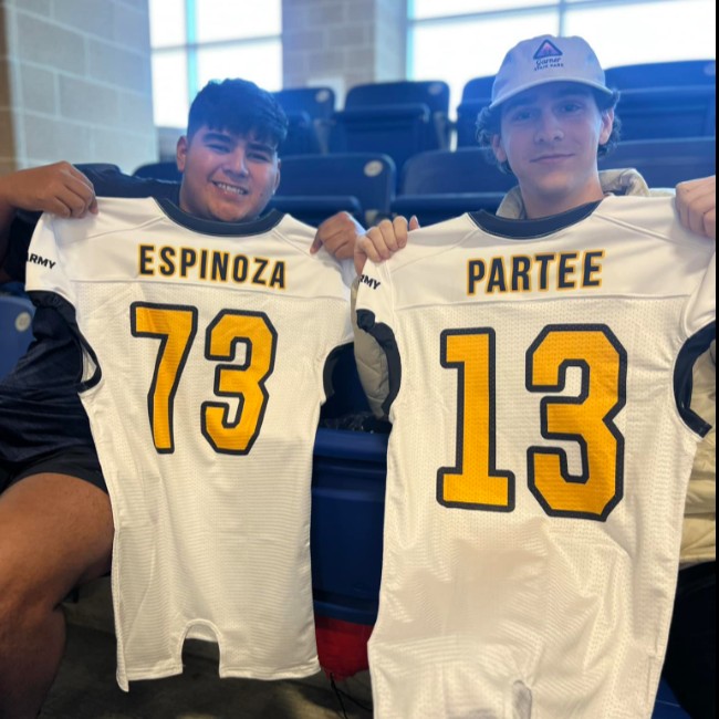 SA_Sports's tweet photo. In 1 week, the best of the best will meet in the #SASAllStarGame pres. by Valero! Today, players met their coaches &amp; teammates, picked up jerseys &amp; more. This talented group of seniors will finish their high school careers at the @Alamodome on Jan. 6. Kickoff is at 5. Game on!🏈 https://t.co/zvsXasKXLf