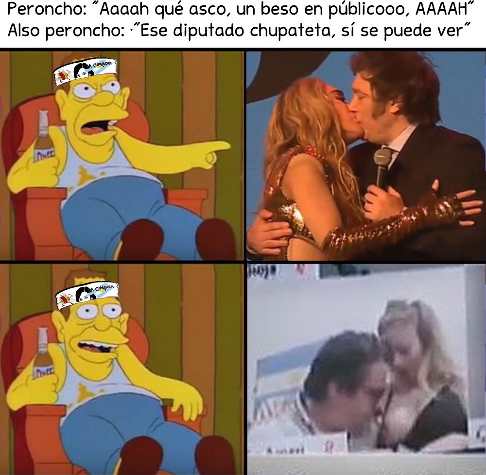 PatrickAbrazos's tweet photo. Bueno, un último meme sobre la hipocresía zurdo-peroncha sobre el beso de Milei y su pareja Fátima. Son cualquiera.

Por si les pinta, en el siguiente tweet les dejo la plantilla para que coloquen la imagen que les pinte de peronistas desubicándose... https://t.co/rR1VrxoLMF