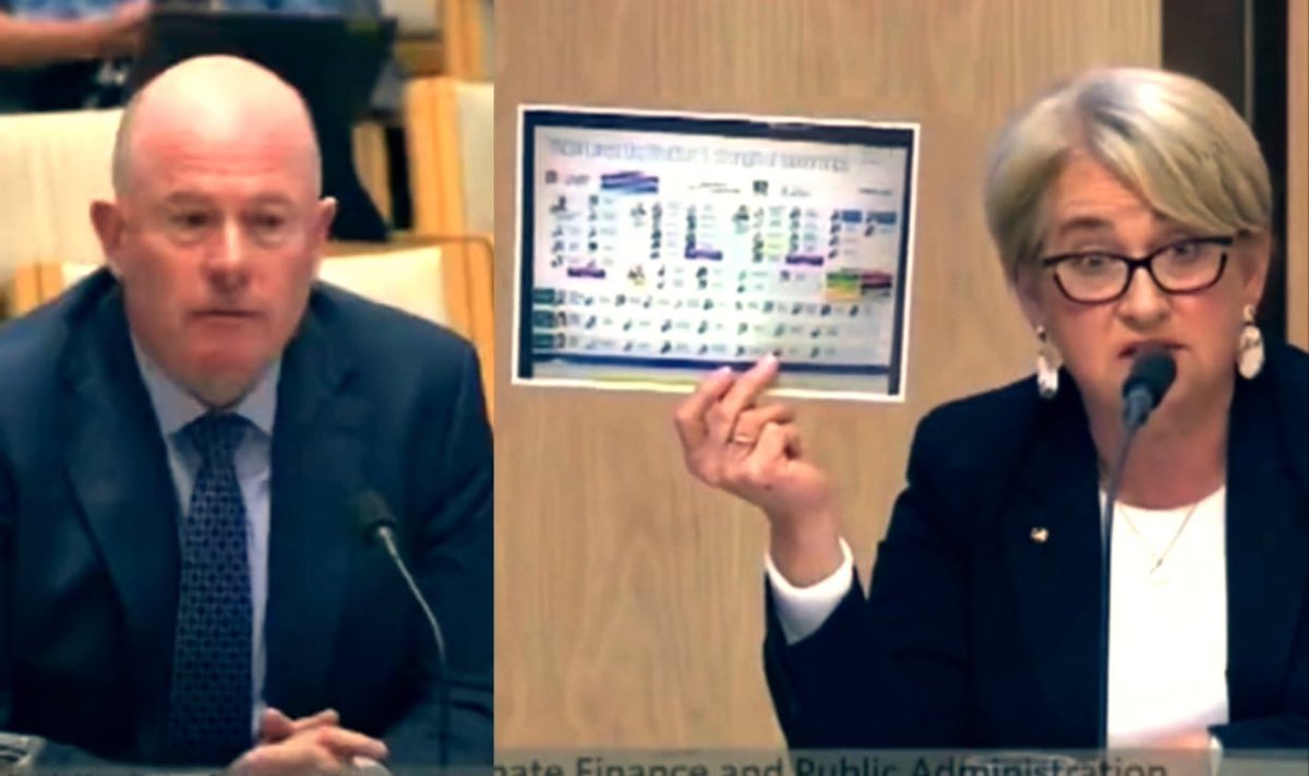 My big moment for 2023 - after KPMG’s overpaid CEO Andrew Yates insisted his tax rorting Big4 firm does not engage in Power Mapping, Senator Barbara Pocock stumps Yates with a KPMG Power Map &amp; roasts him to a crisp for lying to the Senate. Send him to the #NACC &amp; happy NY2024🍾