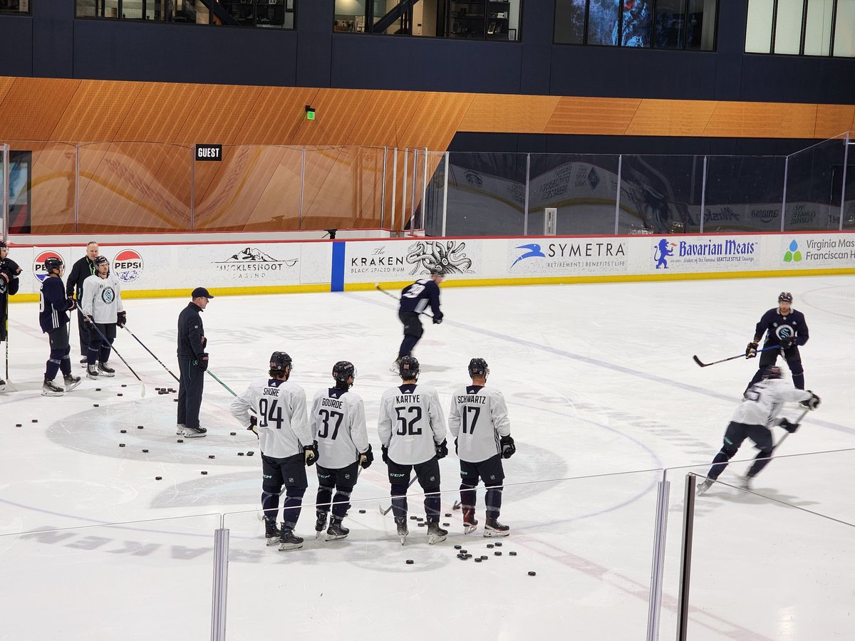 I had the best time ever yesterday! While sporting a swanky Kraken hoodie, I started the day watching the @SeattleKraken practice at the @KrakenIceplex and I got to see what I look like as a hockey player! #OlusAdventures