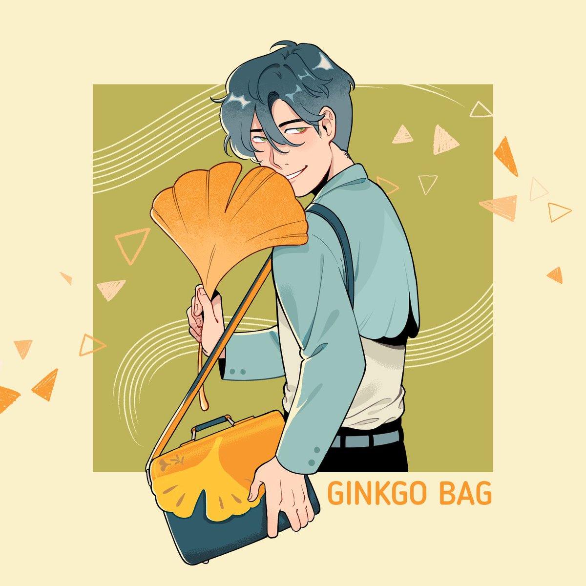 1boy male focus solo bag smile holding looking at viewer  illustration images