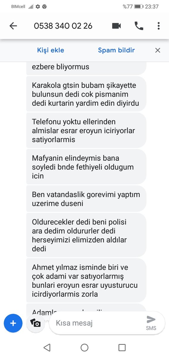Simdi arife kızın telefonu elinde yokmus...@Arife_kocabas_ olan kiside gercek arife benim diyor.. Tel yok zorla tutuluyorsan nasil elife beni kurtarin diye yazıyorsun.. ilginç hayali güçlerin super hasta ruhlu senarist 🤔🤔🤔