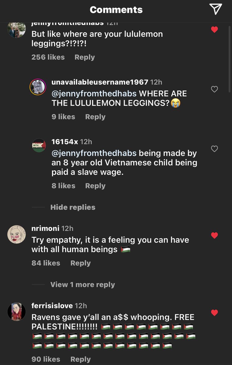 u guys never fail they found her IG and spammed her comments with 🇵🇸🇵🇸🇵🇸🇵🇸