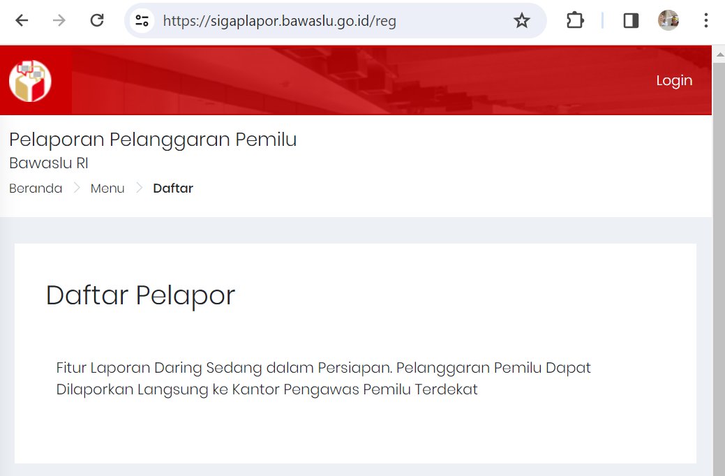 titianggraini's tweet photo. Tadi mencoba untuk membuat akun di SIGAP LAPOR @bawaslu_RI krn ingin lapor pelanggaran berupa pemasangan alat peraga/bahan kampanye di tempat yang dilarang (poster caleg dipasang di pohon). Tapi ternyata belum bisa karena fiturnya belum siap. Keburu pemilu kelar ini mah Min... https://t.co/5fY0jM8sEc