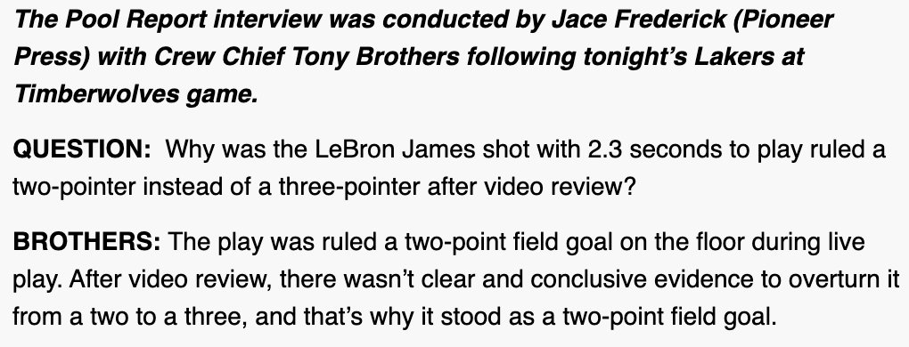 Looks like that's indeed what happened ... if it had been called a 3 live, it probably would have stood and we'd (likely) have had OT.