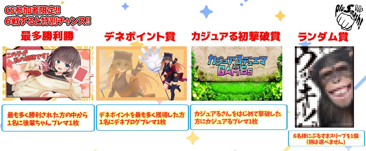 deneblog's tweet photo. 【デュエマ】第１回デネブログCSは参加者限定の抽選賞品も豪���!! カードショップNEM様に続きなんとpluSmash様( @plu_S_mash )より協賛頂き、画像の豪華景品が条件達成／抽選で貰える!!
https://t.co/OlcYsdT6iR https://t.co/NHeuFiTamJ