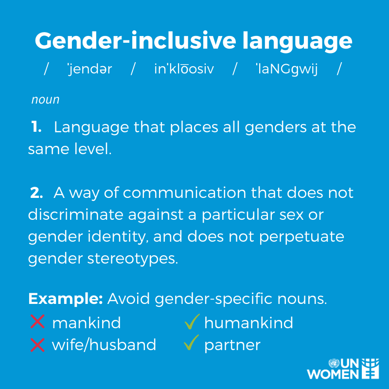 unwomenasia's tweet photo. Your language is the best tool to fight gender bias! ✊✨
To find out how, check out #GenderTerm, our gender-inclusive lexicon: https://t.co/rVI0DzqQU3 https://t.co/VPFagbY6G9