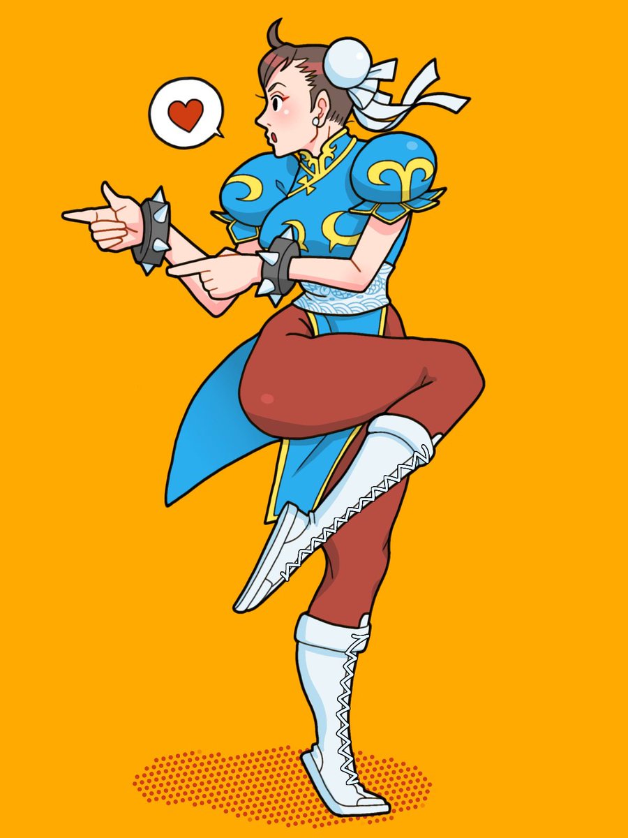 春麗(チュン・リー) 「#今年一番伸びた絵を貼る テンションの上がった春麗さんでした 明るい絵で何より!」|chinacchiのイラスト