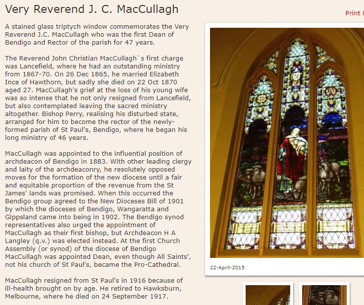 AustAnglican's tweet image. 31 December 1916: the Very Rev. John Christian MacCullagh (1832-1917) retires after 14 years as first Dean of Bendigo. He had served as Rector at St Paul's Bendigo for 46 years!  #anglican #107years Biography: adb.anu.edu.au/biography/macc…
