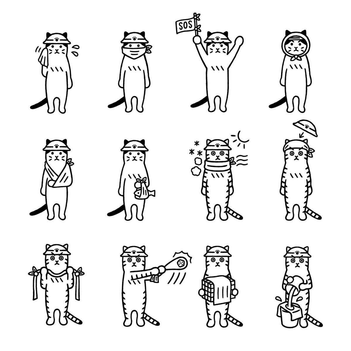 フェリシモ猫部 『NYAN GA ICHI(にゃんがいち)』防災グッズ第三弾のイラストを担当しました。

今回は、手ぬぐい・クリアボトル・折りたたみイス・セキュリティポーチの4点になります。

手ぬぐいでは、新たに12種類の使い方をレクチャーしたイラストを描き下ろしました。

https://t.co/b28LY6cUvn 