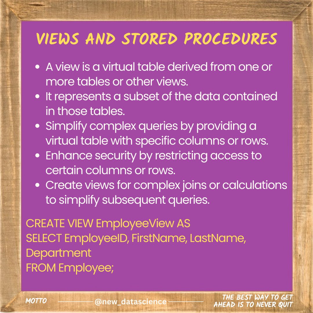 newdatadiary's tweet image. Follow @new_datascience for everyday learning! #SQL #Dataanalytics #Datascience #database #python #math #machinelearning