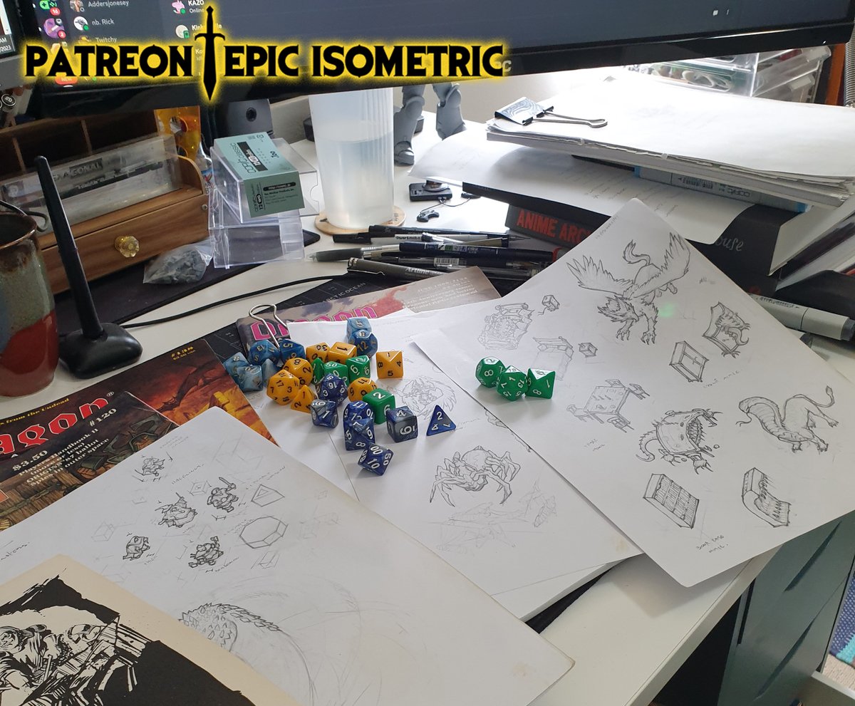 alexdrummo's tweet photo. My studio desk working on epic isometric.

#dnd #lotr #dungeonsanddragons #lordoftherings #ttrpg #tabletop #ttrpgcommunity #TTRPGs #rpg #roll20 #battlemap #battletokens #icons #tokens #gamepieces #conceptart #concept #design #pencil #pencilart https://t.co/6tgkMXXyZE