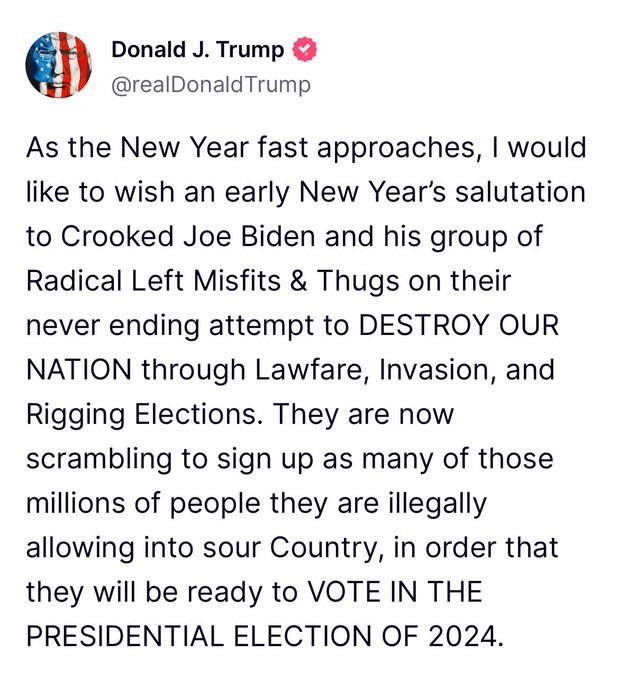 📌I'll say it again: If Biden put out something as foul and dangerous as this, there would be calls to remove him from the WH in a stretcher. And I'd go along with it. 📌The double-standards in this country are absolutely galling and atrocious. What kind of role model is this…