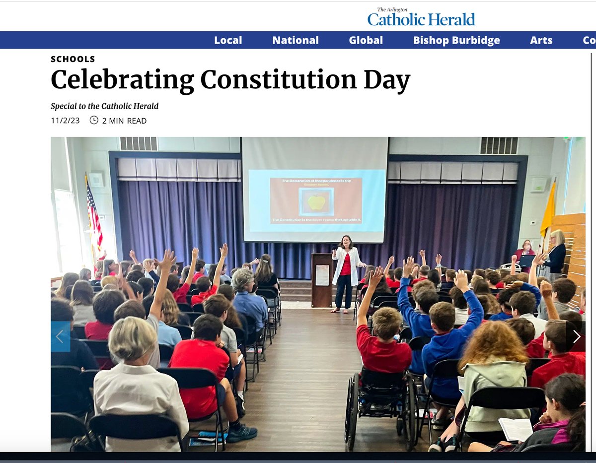 This past year @ConstitutingUSA made live, in person Constitution presentations in over 107 schools! I love being part of our speaking team and was honored to speak at St. John the Beloved Academy in McLean as well as many other schools in Virginia, Texas, Colorado & Oklahoma