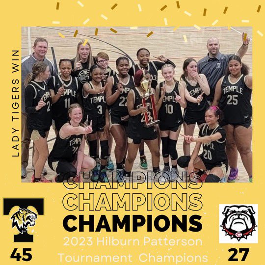 🏆 Champs!!! 🏆
Good effort from all of our ladies tonight!
Scoring:
<a href="/MackennaNix/">Mackenna Nix</a> 25pts
<a href="/carlieb08/">Carlie Bagwell</a> 7pts
<a href="/anah_howell/">Anah Howell</a> 4pts
<a href="/janiyahwalker04/">Janiyah Walker</a> 3pts
H. Davis 2pts
Extended stats pending review. Go Tigers!!! 🐅🏀