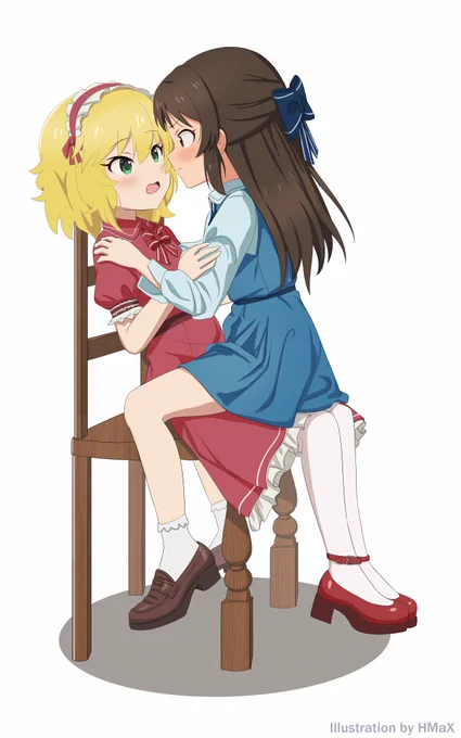 桃華:どうしましたか、ありすちゃん?!急にわたくしに向かって……もう!いたずらしてはいけませんわ!えっ!ちょっと! #デレステ #デレマス #橘ありす #櫻井桃華