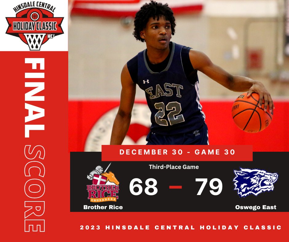 Jehvion Starwood set the single-game tournament scoring record with 37 points while leading Oswego East to a 79-68 win over Brother Rice in the third-place game of the 2023 HCHC. See the recap, box score and photo gallery at: hcholidayclassic.com/2023stats/23hc…