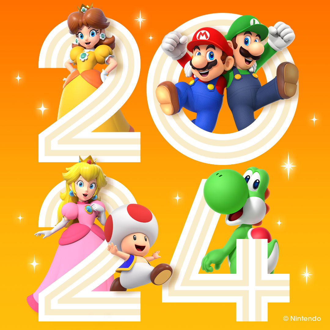 NintendoES's tweet photo. ¡Ya está aquí el 2024! ¡Feliz Año Nuevo a todos! https://t.co/kpEa1cyEIu